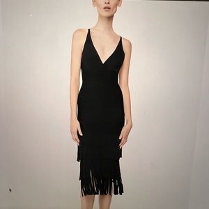 NWT Herve Leger Triple Tier Fringe Dress